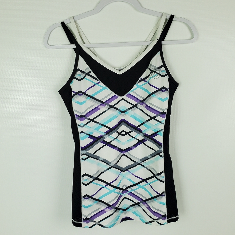 K-SWISS Sports Strappy Tank With Shelf Bra EUC!